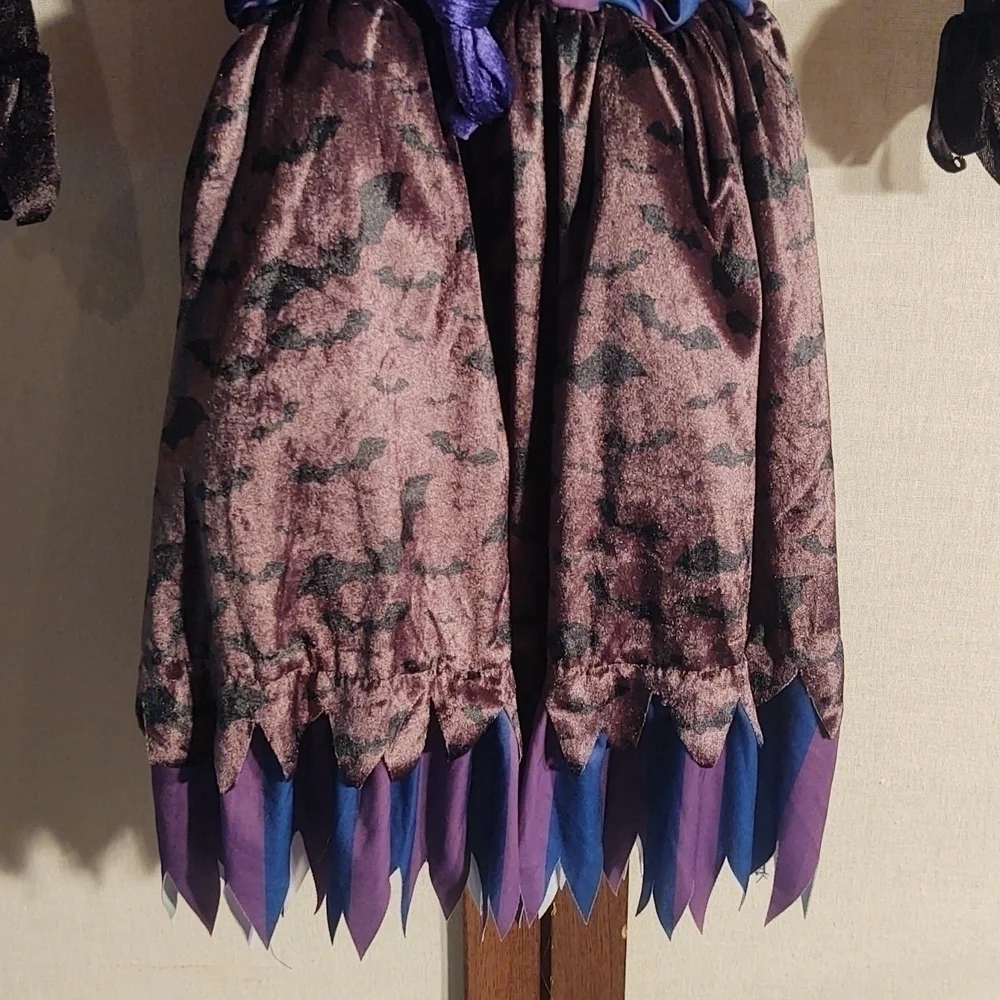 Spooktacular Creations Purple and Black Witch Dress with Puffed Sleeves Sz S